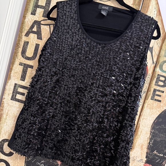 Sequined Ladies Tank Top, Vintage 70s, Sz 1X - Picture 1 of 5
